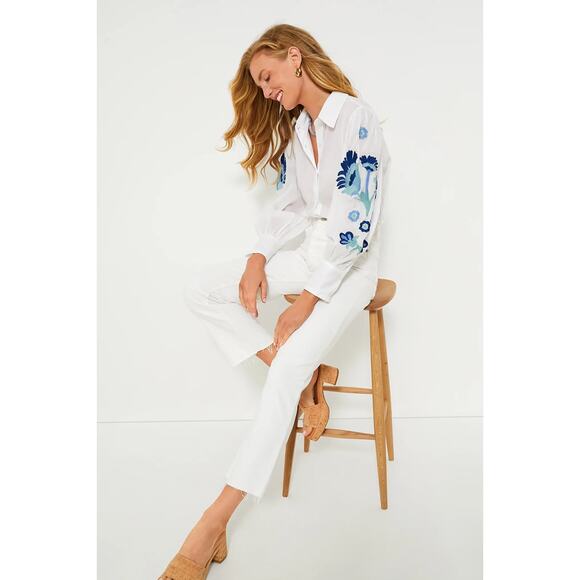 Tuckernuck LE JEAN White Sabine Straight Raw Hem NWT Size 30 - Picture 6 of 10